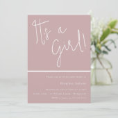 Invitation C'est une fille ! Dusty rose Baby shower filles ma (Debout devant)