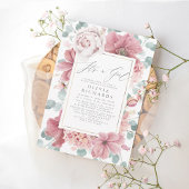 Invitation C'est une fille Dusty Rose Floral mignonne Baby sh