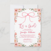 Invitation c'est une fille, élégant baby shower fleuri arc ro (Devant)