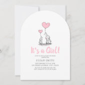 Invitation "C'est une fille" Éléphant Baby Shower (Devant)