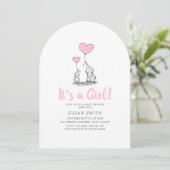 Invitation "C'est une fille" Éléphant Baby Shower (Debout devant)