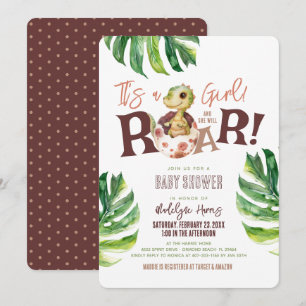 Invitation C'est une fille Elle rugira Œuf de dinosaure Baby