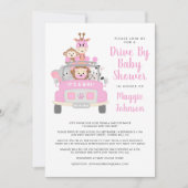 Invitation C'est une fille en voiture par Safari Baby shower  (Devant)