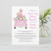 Invitation C'est une fille en voiture par Safari Baby shower  (Debout devant)
