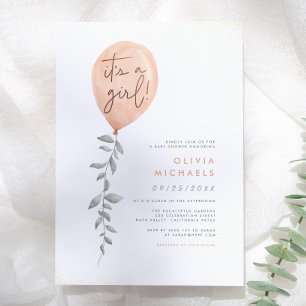 Invitation C'est une fille Eucalyptus Verdure Ballon Baby Sho