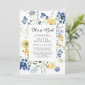 Invitation C'est une fille Fête de bébé Fleur de champ (Debout devant)