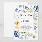 Invitation C'est une fille Fête de bébé Fleur de champ (Devant / Derrière)