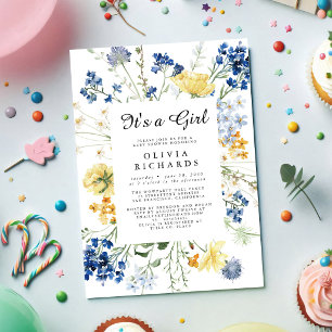Invitation C'est une fille Fête de bébé Fleur de champ