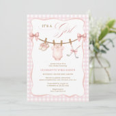 Invitation C'est une fille Fête de bébé Linge de golf rose (Debout devant)