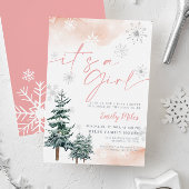 Invitation C'est une fille Fête de Bébé Rose Hiver