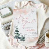 Invitation C'est une fille Fête de Bébé Rose Hiver