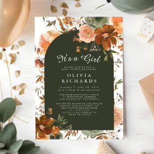 Invitation C'est une fille Fête prénatale Fleur de champignon