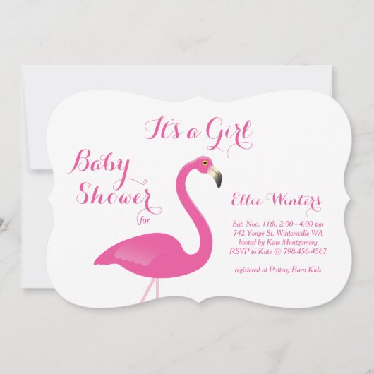 Invitation C'est une fille - Flamant rose Baby shower Invitat (Devant)