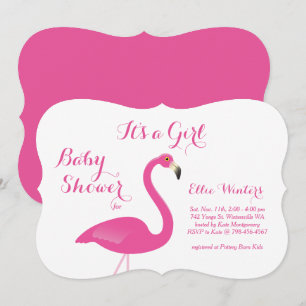 Invitation C'est une fille - Flamant rose Baby shower Invitat