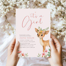 C'est Une Fille Fleur Florale Cerf Fête de Naissan