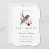 Invitation C'est une fille Fleurs aquarelles roses & Petit Oi (Devant)