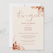 Invitation C'est une fille Fleurs Automne Baby Shower (Devant)
