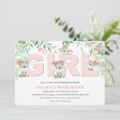 Invitation C'est une fille Koala Babies Baby Shower Invitatio (Debout devant)