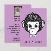 Invitation c'est une fille ! lil singe (Devant / Derrière)