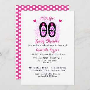 Invitation C'est une fille mignonne Chaussures Baby shower In
