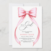 Invitation C'est une fille mignonne Coquette Bow Baby shower  (Devant)