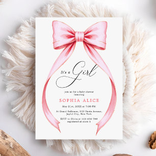 Invitation C'est une fille mignonne Coquette Bow Baby shower 