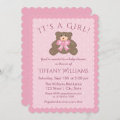 Invitation C'est une fille mignonne Grizzly Bear Cub Baby sho (Devant / Derrière)