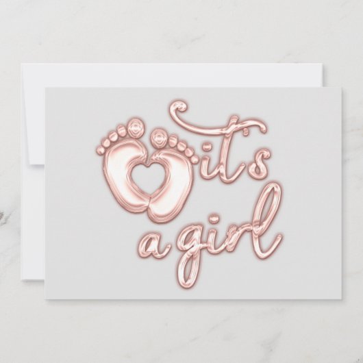 Invitation C'est une fille nouveau bébé Rose Gris Ballon pied (Dos)