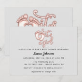 Invitation C'est une fille nouveau bébé Rose Gris Ballon pied (Devant / Derrière)