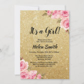 Invitation C'est une fille Parties scintillant or Baby shower (Devant)