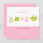 Invitation {c'est une fille!} petit baby shower de lessive in (Devant / Derrière)