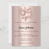 Invitation C'est une fille pieds Custom Photo Baby shower Ros (Devant)
