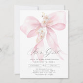 Invitation C'est une fille Pink Bow bébé fille douche (Devant)