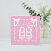 Invitation C'est une fille Pink Bow Chaussures Baby Girl Douc (Debout devant)