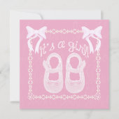 Invitation C'est une fille Pink Bow Chaussures Baby Girl Douc (Devant)
