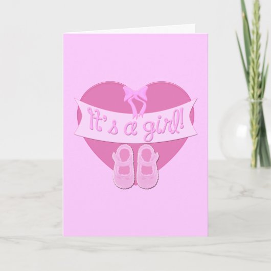 Invitation C'est une fille Pink Heart Bow Chaussures Baby Gir (Devant)