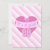 Invitation C'est une fille Pink Heart Bow Chaussures Baby sho (Devant)