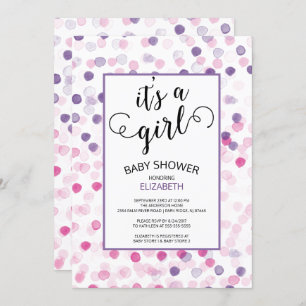 Invitation C'est une fille Polka Dot Girls Baby shower Invita