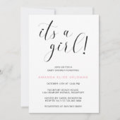 Invitation C'est une fille rose Baby shower de typographie de (Devant)