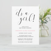 Invitation C'est une fille rose Baby shower de typographie de (Debout devant)