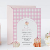 Invitation C'est une fille rose Bow Citrouille Arch Baby show