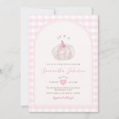 Invitation C'est une fille rose En vichy Baby shower Citrouil (Devant)