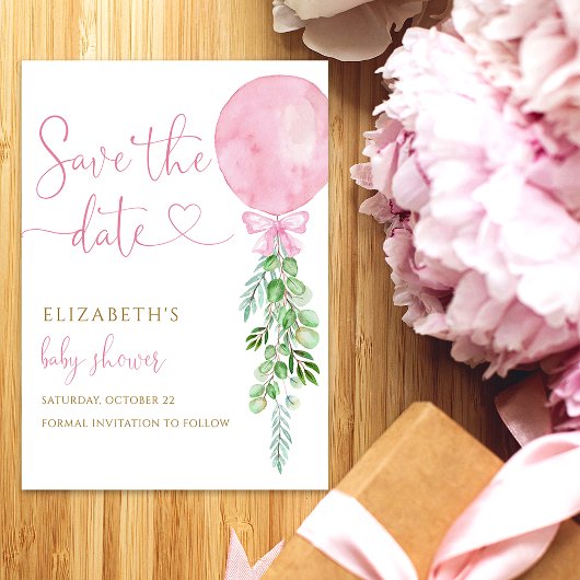 Invitation C'est une fille rose Eucalyptus Balloon Enregistre