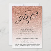 Invitation C'est une fille Rose Gold Ombre Parties scintillan (Devant)