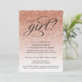 Invitation C'est une fille Rose Gold Ombre Parties scintillan (Debout devant)