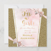 Invitation C'est une fille rose or ethnique Baby shower de fi (Devant)