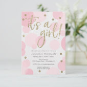 Invitation C'est une fille rose Polka Dot Baby Shower Invitat (Debout devant)