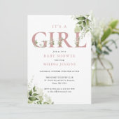 Invitation C'Est Une Fille Rose Verdoyante Tout En Un Baby sh (Debout devant)