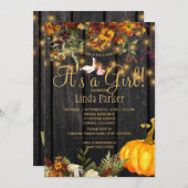 Invitation C'est une fille rustique automne citrouille bébé d (Devant / Derrière)