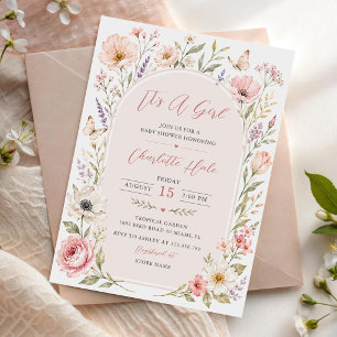 Invitation C'est une fille Shower Floral pour Bébé
